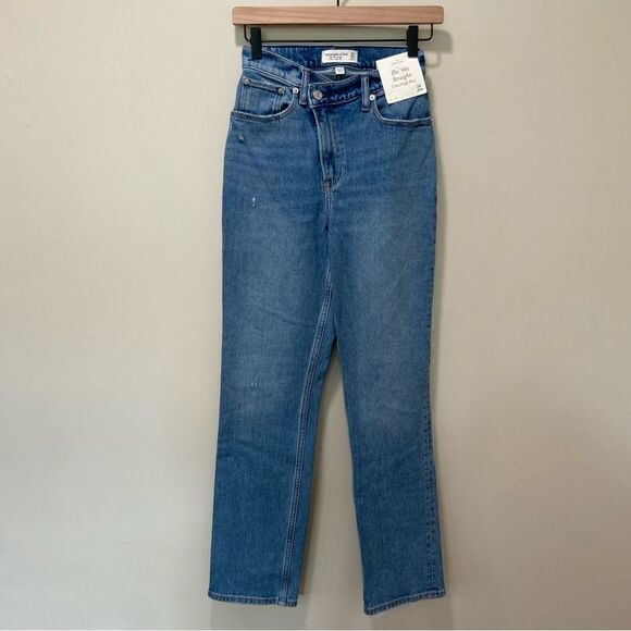 NWT Abercrombie 90s Straight Ultra High Rise Curve Love Jeans sz 24/00 - Picture 2 of 7